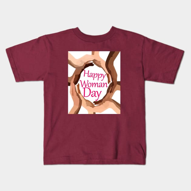 happy woman day Kids T-Shirt by sarahnash